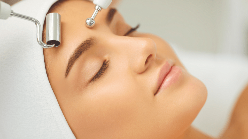 a person getting a facial treatment in a beauty salon