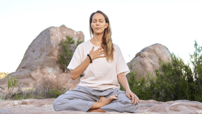 woman meditating outdoor